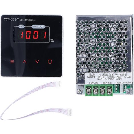 Digitaler Drehzahlregler mit Display, Dimmerschalter aus Aluminiumlegierung, DC 12–80 V, 30 A