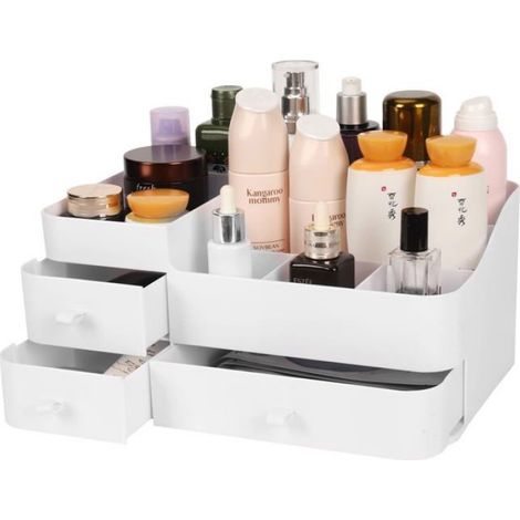 1 Organisateur de maquillage, ABS épais, tiroirs profonds, étagères multiples, pour cosmétiques et bijoux (1/4)
