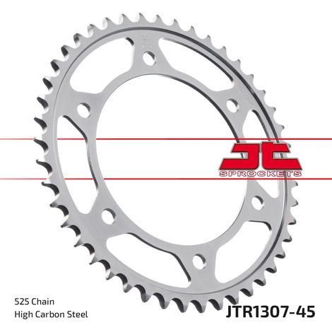 Piñón trasero de acero JT R1307-45, 45 dientes, tamaño 525 (1/2)
