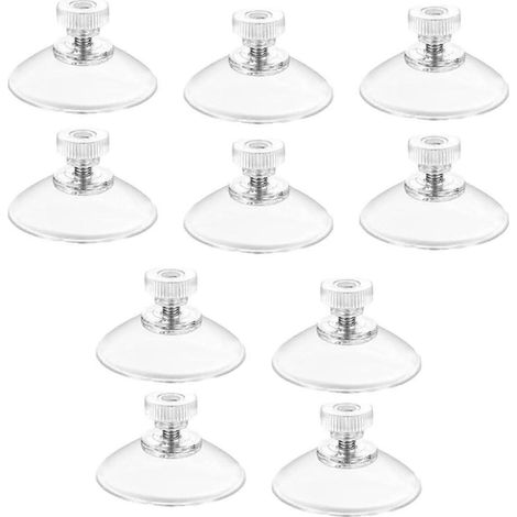 Lot de 10 ventouses à filetage en acier inoxydable 40 mm, réutilisables, PVC, avec adhésif extra-fort pour la fixation sur verre - (1/5)