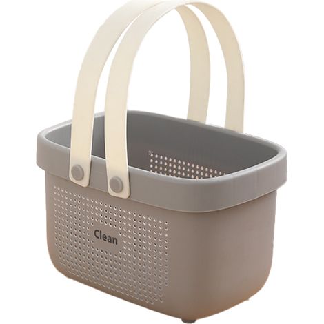 Petit organisateur de douche/baignoire en plastique avec poignée, idéal pour les chambres d'étudiants, les étagères et les placards – pour savon, shampoing, après-shampoing, peignes et brosses. Couleu