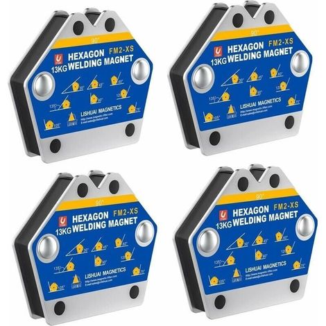 GDHZS-Aimant Soudure, 4 PCS Soudure Aimant Force de Maintien 13kg de Soudure Equerre de Support Positionneur Magnétique 30°,45°,60°,75°,90°,105° (1/5)