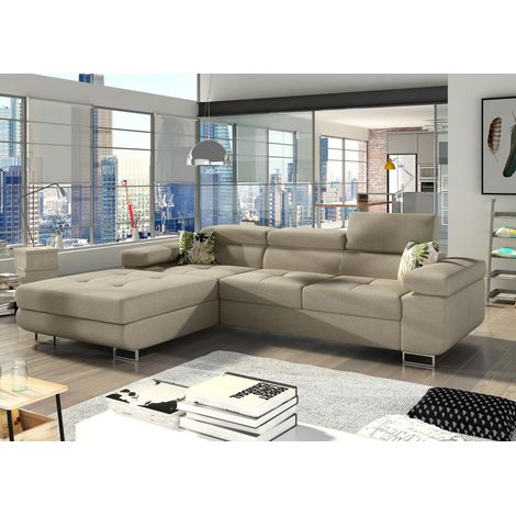 Canapé convertible d'angle gauche tissu gris Wile 280 cm (1/5)