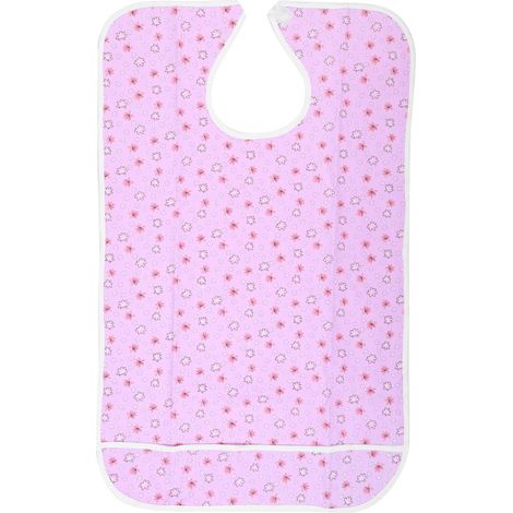 Tablier imperméable double couche avec serviette anti-salive, bavoir de table, protection pour les repas des personnes âgées et adultes, motif floral rose, 50 x 80 cm (1/5)