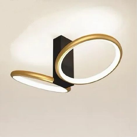 TRADE SHOP - Plafoniera Led 22 W 2 Cerchi Oro Moderno Lampadario Soffitto Doppio Anello 50544 - (1/5)