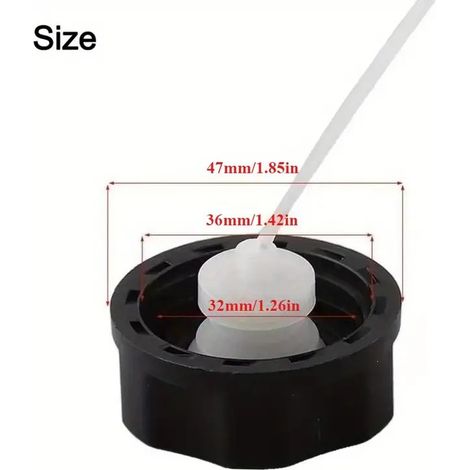 Fuel tank cap for lawn brushers, compatible with CG430/520, BC430/520, and TL43/52 models. (1/3)