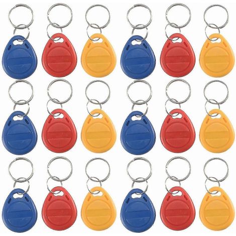 Lot de 50 porte-clés RFID vierges, anneaux réinscriptibles et copiables de 125 kHz, adaptés aux systèmes de contrôle d'accès. (1/5)