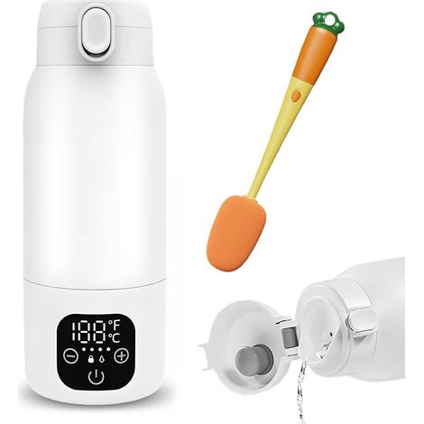 Tragbarer Flaschenwärmer für unterwegs, 500 ml, präzise Temperaturregelung, einstellbar von 37 bis 55 °C, für Reisen und nächtliche Fütterungen