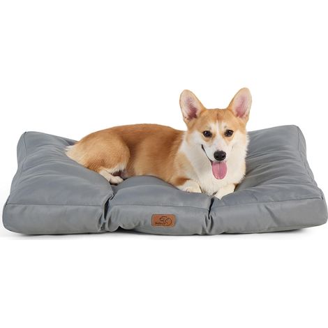 Matelas Chien Imperméable Taille Moyenne, 76x50x8 cm Gris Tissu Oxford, Lavable, coussin plat pour cage, matelas chien extérieur taille moyenne, pliable et facile à transporter (1/5)