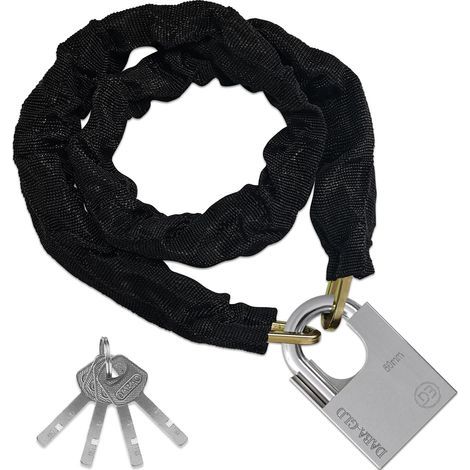 Chaîne Antivol Vélo avec 4 Clé [98cm/6mm/0.85kg], Cadenas résistant antivol, Acier Inoxydable Haute Résistance, Cadenas à Clé pour Vélo, Moto, Porte, Garage, Jardin, Clôture, Scooters (1/5)