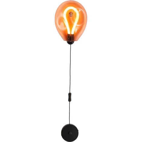 Applique murale globe jaune froissé LED 8W avec câble 26cm