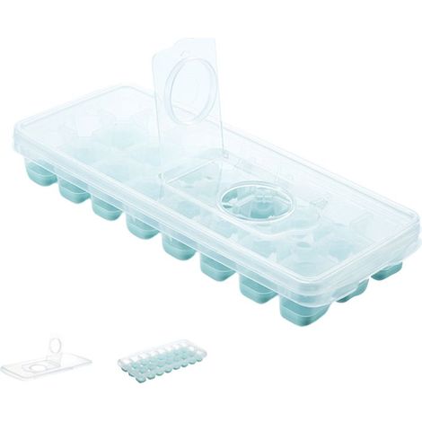 Bac à glaçons silicone 24 cases avec couvercle anti-renversement, moule à glaçons étanche et boîte de rangement. (1/5)