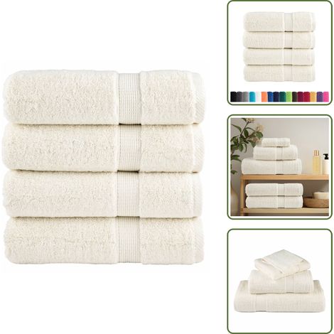The Living Store Essuie-mains de qualité supérieure SOLUND 4 pcs crème 600 g/m² - Serviette de bain (1/5)