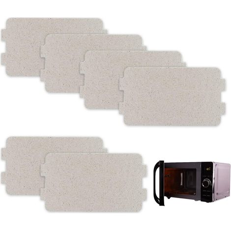 Elkuaie Assiette en mica pour micro-ondes - Couvercle de guide d'ondes - 11,5 x 6,5 cm - 6 pièces - Beige (1/5)
