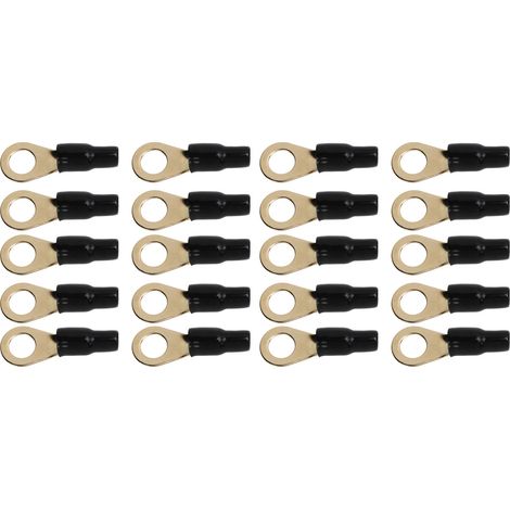 Lot de 20 cosses annulaires en cuivre de calibre 4 AWG pour câbles, destinées aux boîtes de distribution pour véhicules. (1/5)