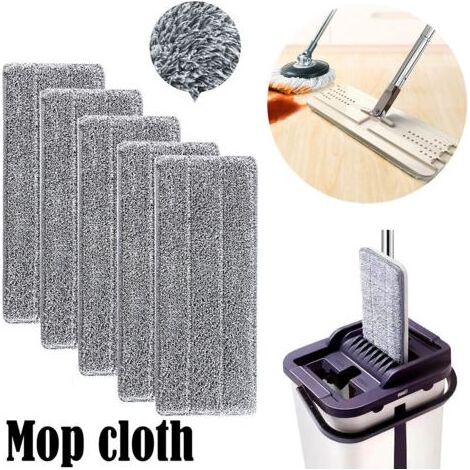 5 pièces Serpillères en Microfibre pour Balai Lave-Sol Housse de Nettoyage de Rechange Vadrouille La Tête de Ménage de Vadrouille pour Balai Plat Nettoyage en Microfibre/Lingettes de N (1/4)