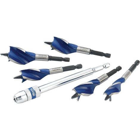 Blue Grooves Wood Drill Bit Set – 6 Pieces (Including 5 Drill Bits) for Woodworking and Carpentry (1/3)