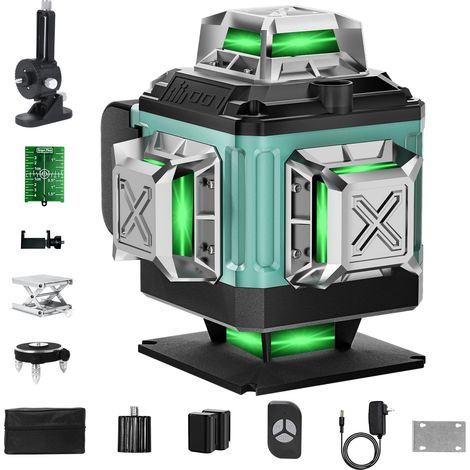 Niveau Laser Chantier Autonivelant 4 x 360°, 4D 16 ligne Laser Niveaux Vert (1/5)