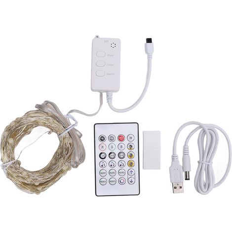Guirlande LED Intelligente Bluetooth USB Fil de Cuivre Lumineuse Décorative avec Télécommande et Mode Rythme Musical pour Intérieur (1/5)