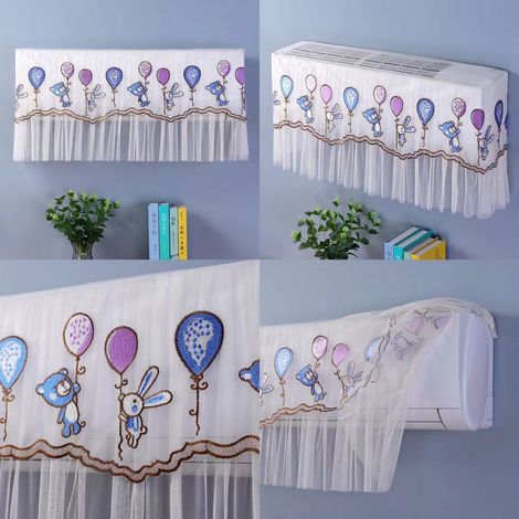 Housse de protection pour climatiseur mural 1,5P‑2P, anti-poussière, décorative, motifs ours lapin ballons violet bleu, jusqu'à 94 cm