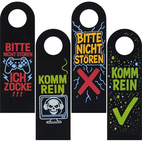 Lot De 2 Accroche Porte Ne Pas Déranger, Panneau De Porte Gamer Double Face, Plaque De Porte Pour Chambre Ado Avec Surface En Tissu Autoagrippant, 28 x 8 cm, Cadeau Ado Garçon (1/5)