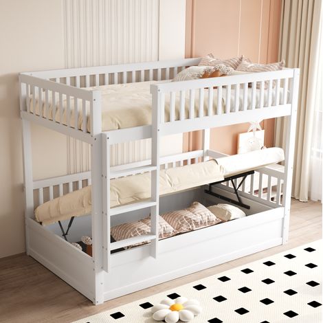 Letto a castello per bambini 90x200 cm in legno bianco con contenitore FloraGrace (1/5)