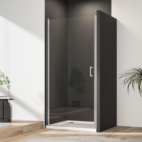 WDWRITTI Duschtür 90x195 cm Nischentür Nischendrehtür Dusche Duschkabine Pendeltür Nische Duschabtrennung 6mm NANO ESG Glas Schwingtür Duschwand Duschtrennwand Höhe 195cm