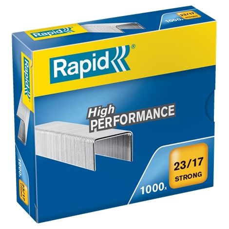 Rapid strong box de 1000 agrafes 23/17 - de 110 à 140 feuilles - fil galvanisé renforcé - broche de 17mm