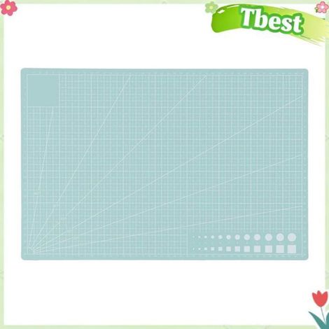 Tbest Tapis de coupe Planche à découper en PVC Double face A3, lignes de grille d'auto-guérison, outil loisirs stylo Vert clair (1/4)