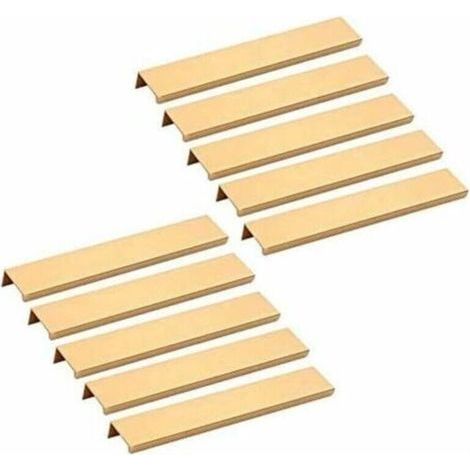 10 poignées de meubles invisibles - Poignées de placard de cuisine dorées, poignées de tiroir de 160 mm - TRIMEC (1/4)