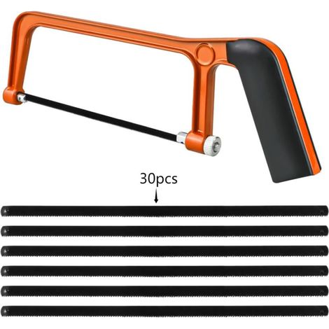 Petite scie à métaux, à main, mini scie à main, pour métal, bois, plastique, avec 30 lames interchangeables