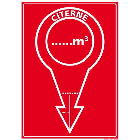 Panneau Citerne Incendie. Panneau Réserve Incendie. Sécurité Incendie. - Aluminium 2 mm - 450 x 630 mm