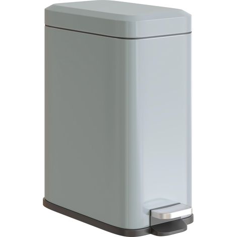 Poubelle métallique, bac à déchets, capacité de 5 L, avec pédale, avec seau intérieur, gris