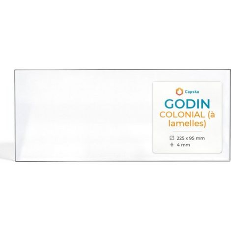 Vitre Godin COLONIAL (À LAMELLES) - Verre Rectangle pour poêle à bois - 225 x 95 mm (L1 x H1) - 4 mm (1/5)