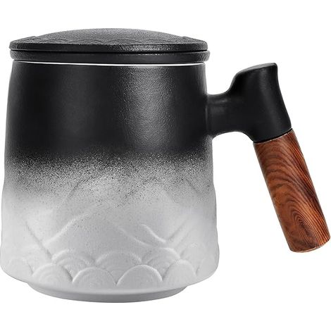 Tasse Tisane a The avec Infuseur et Couvercle, Grande Mugs à Infusion Ceramique 500ml (Blanc) (1/5)