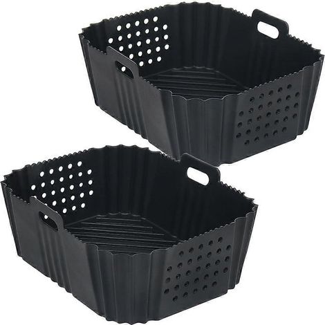 Revêtement pour friteuse à air SL401 à double couche et 2 paniers, réutilisable, rectangulaire, perforé, en silicone, taille L