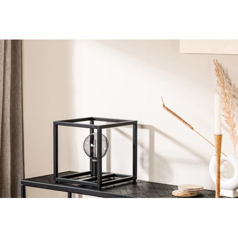 Lampada da tavolo T340 nera a cubo in metallo, 28 cm (1/5)