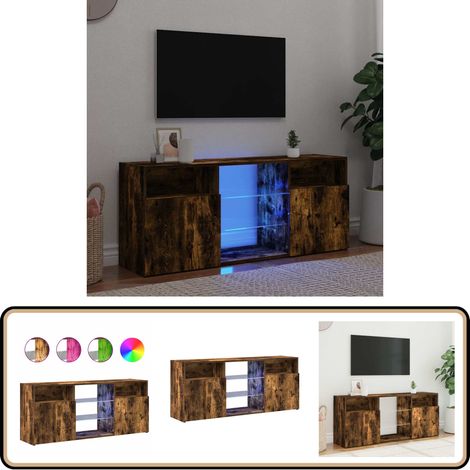 Meuble TV avec lumières LED Chêne fumé 120x30x50 cm - Meuble Tv - Meuble Téléviseur - Luminaire Led - Décoration Intérieure - Éclairage Ambiant (1/5)