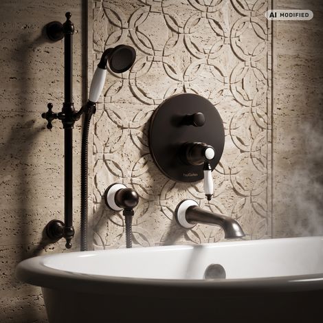 Ensemble de baignoire rétro encastré PaulGurkes avec douchette nostalgique (1/5)