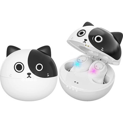 Écouteurs sans fil True Wireless, casque Bluetooth 5.0 sans fil panda avec microphone intégré et motif panda (1/4)
