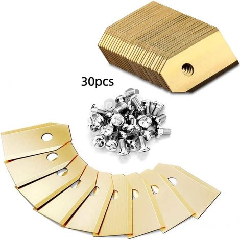 Lot de 30 lames dorées pour tondeuses à gazon robotisées, lames de rechange pour tondeuses intelligentes et outils de jardinage (1/5)