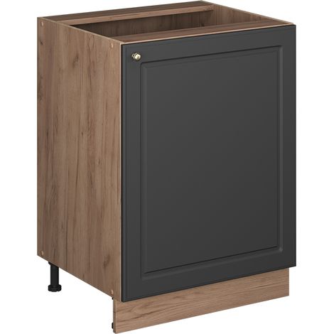 Mobiletto base cucina Fame-Line, Oro-antracite rustico/Rovere dorato, 60 cm 1 anta senza piano di lavoro, Vicco (1/5)
