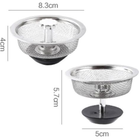 2 Pièces Filtre à évier en Acier Inoxydable Crépine Panier Tamis D'évier Douche De Vidange Cuisine pour Le Bouchon Caoutchou (1/4)