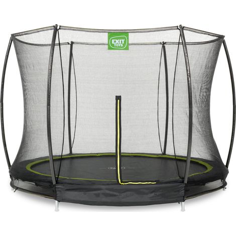 EXIT Silhouette Ground Trampoline 8ft with Safety Net – Black