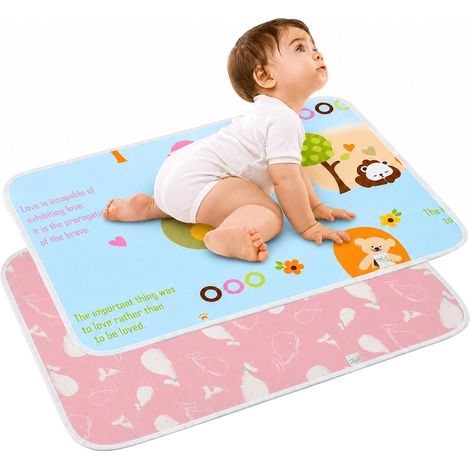 2 pièces Matelas à Langer pour Bébé Tapis Imperméable, Lavable à Langer Matelas à Langer Ultra Absorbant Etanche Lit Pad Incontinence Matelas pour Bébé Enfants Adultes 50 x 70cm (1/5)