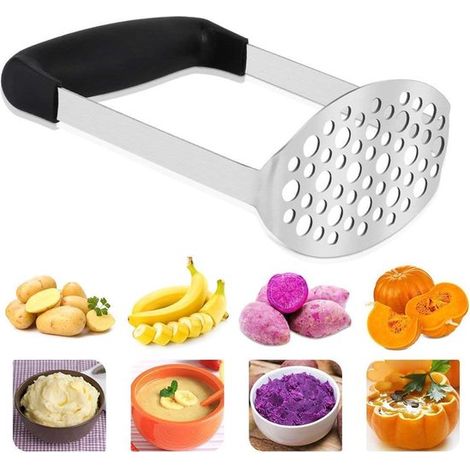 Presse-purée en acier inoxydable avec poignée, presse-purée rapide, presse-purée pour purée de pommes de terre, ustensile de cuisine (1/5)