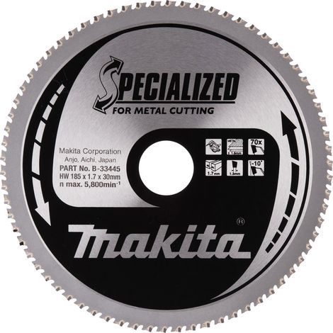 Makita B-33445 Lama Sega Circolare Specialized T.C.T. 185x30mm 70T Metallo