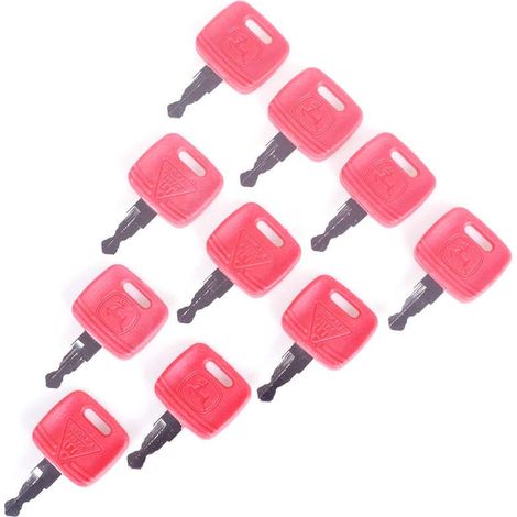 Lot de 10 clés de contact RE183935 - Métal et plastique - Pour tracteurs agricoles - Démarrage fiable - Compatible John Deere séries 4000 à 7000 (1/3)