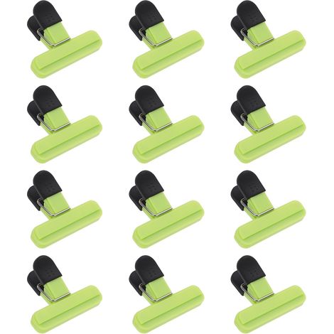 12 Pince Sachet Alimentaire Clips Fermeture Cuisine Vert 7,8x6,5cm (1/5)