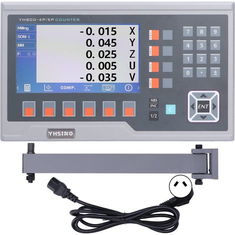 Affichage numérique LCD 5 axes pour fraiseuse, encodeur linéaire de tour, DRO rétroéclairé 15W, alimentation 80260V AC, prise AU, lecture directe de déplacement, écran digital de précision. (1/5)